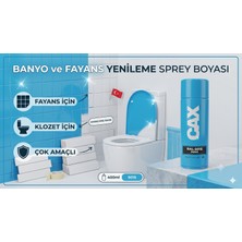 CAXCOLORS Cax Vernikli Suya Dayanıklı Banyo Fayans Klozet Yenileme Sprey Boyası 400 ml + Maskeleme Bandı Hediyeli