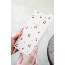 Matt Notebook 9X18 cm Keten Süresiz Haftalık Planlayıcı Kareli Cep Ajandası Kiraz