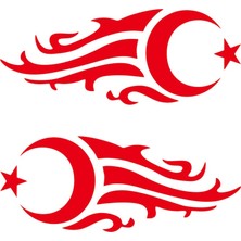 Sticker Fabrikası Ay Yıldız Türk Bayrağı 2 Adet Sticker 00929