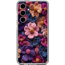 Le Balvo Samsung Galaxy S24 Fe Uyumlu Çiçek Örgüsü Baskılı Silikon Kılıf