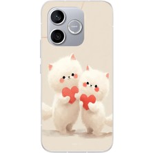 Le Balvo Honor 600 Lite Uyumlu Kalpli Beyaz Kediler Baskılı Silikon Kılıf