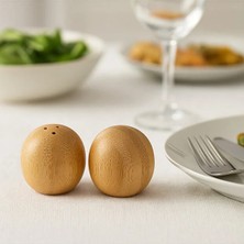 Barotti Bambu Küre Tuzluk & Karabiberlik Seti – Doğal Şıklık ve Estetik Tasarım