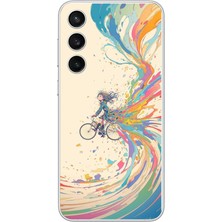 Le Balvo Samsung Galaxy S23 Fe Uyumlu Rengarenk Bisikletli Kız Baskılı Silikon Kılıf