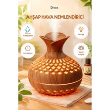 Divex Ahşap Görünümlü Ultrasonik Hava Nemlendirici 300 ml Aromaterapi Difüzörü Sessiz Çalışma Özelliği