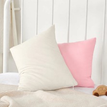 La Mehser 2li Set Bebek Yastık Kılıfı Seti Bej Pembe Pamuklu Kapaklı 35X45