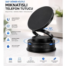 Caraks Manyetik Telefon Tutucu Vantuzlu Araç Ofis Masa Üstü Katlanabilen 360* Mıknatıslı Telefon Tutacağı