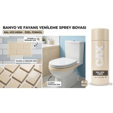 CAXCOLORS Cax Vernikli Suya Dayanıklı Banyo Fayans Klozet Yenileme Sprey Boyası 400 ml + Maskeleme Bandı Hediyeli