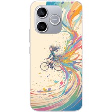 Le Balvo Honor 600 Lite Uyumlu Rengarenk Bisikletli Kız Baskılı Silikon Kılıf