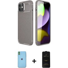 İlk El Grup Pilelistore™ iPhone 11 Kılıf Eksen Form Prime - Siyah 6d Antistatik Mat Seramik Hayalet Nano Ekran Koruyucu + Neon Fosforlu Kamera Lens - Yl