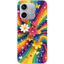 Le Balvo Honor 600 Lite Uyumlu Renkli Gökkuşağı Çiçekleri Baskılı Silikon Kılıf