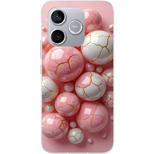 Le Balvo Honor 600 Lite Uyumlu Pembe Beyaz Kırık Toplar Baskılı Silikon Kılıf