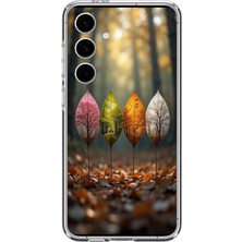 Le Balvo Samsung Galaxy S24 Fe Uyumlu Dört Mevsim Yaprakları Baskılı Silikon Kılıf