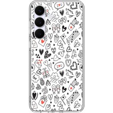 Le Balvo Samsung Galaxy S25 Fe Uyumlu Retro Kalp Karışık Baskılı Silikon Kılıf