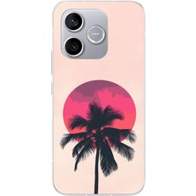 Le Balvo Honor 600 Lite Uyumlu Palmiye Kırmızı Ay Baskılı Silikon Kılıf