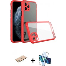 İlk El Grup Pilelistore™ iPhone 11 Pro Kılıf Nova Asil Özel Seri - Siyah 3D Antistatik Cam Ekran Koruyucu + Renkli Kamera Lens Koruma Cam - Mı