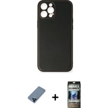 İlk El Grup Pilelistore™ iPhone 12 Pro Kılıf Yadigar Klasik - Siyah 34D Hayalet Izgaralı Cam + Metal Kamera Lens Koruma Cam - Mı