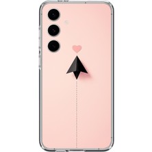 Le Balvo Samsung Galaxy S24 Fe Uyumlu Kalp Siyah Uçak Baskılı Silikon Kılıf