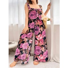 Amora Secret  Özel Tasarım Büyük Beden Çiçek Desenli Bol Kesim 2'li Pijama Takımı