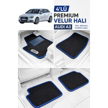 ECARTEKS Premium Quality Car Accessories Audı A3 2013 - 2020 Arası Uyumlu Premium Velur Halı Paspas Takımı - Özel Topuk Destekli Mavi