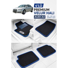 ECARTEKS Premium Quality Car Accessories Audı A4 2001-2007 Uyumlu Premium Velur Halı Paspas Takımı - Özel Topuk Destekli Mavi