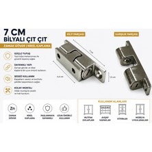 Compact 7 cm Bilyalı Çıt Çıt Kilit Takımı 1 Takım 2 Adet | Zamak Gövde | Nikel Kaplama | Mobilya ve Dolap Kilidi