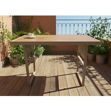 Metal Çerçeveli Suntalam Bahçe Mobilyası Masası 93X55CM Cappuccino Renkli Modern Tasarım