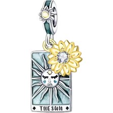 Dangle Güneş The Sun Tarot Kartı Sallantılı 925 Ayar Gümüş Charm