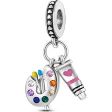 Dangle Palet ve Boya Sallantılı 925 Ayar Gümüş Charm