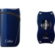 Colibri Mavi Karbon Desenli Çakmak Kesici Set - Clbrset2