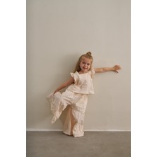 Oh la la Koala For Little Ones Krem Breeze Volanlı Etek Pantolonlu Kız Çocuk Takım