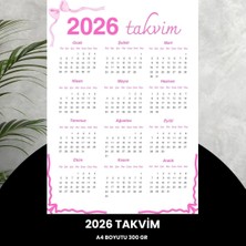 2026 A4 Pembe Takvim - 300 gr Dijital Baskı