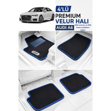 ECARTEKS Premium Quality Car Accessories Audı A6 2019 Sonrası ve Rs6 Avant Modellere Uyumlu Premium Velur Halı Paspas Takımı - Özel Topuk Destekli Mavi