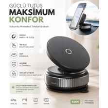 Caraks Manyetik Telefon Tutucu Vantuzlu Araç Ofis Masa Üstü 360° Mıknatıslı Güçlü Vakumlu Telefon Tutacağı