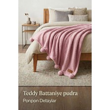 Palmera Antialerjik Çocuk Battaniyesi - Pamuklu Teddy Battaniye Yumuşak - Pudra