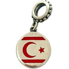 Dangle Yerli Üretim Türk Bayrak Sallantılı 925 Ayar Gümüş Charm