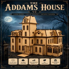 Algwood Addams House V2 Ahşap Maket – Gotik Köşk Modeli, 162 Parça Lazer Kesim Mdf Bina