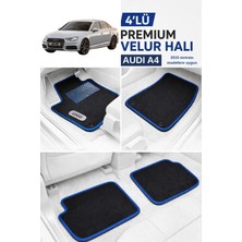 ECARTEKS Premium Quality Car Accessories Audı A4 2015 Sonras Premium Velur Halı Paspas Takımı - Özel Topuk Destekli Mavi