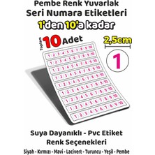 Sb Store 1'den 10'a Kadar Yuvarlak Seri Numara Etiketleri - 2,5cm - Pembe Renk - Toplam 10 Adet