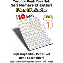 Sb Store 1'den 10'a Kadar Yuvarlak Seri Numara Etiketleri - 2cm - Turuncu Renk - Toplam 10 Adet