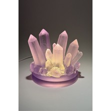 LED Işıklı Epoksi Mor Kristal Gece Lambası - 8 cm Ametist Kristal Kümesi