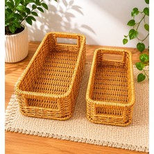 Morponi 2'li Dikdörtgen Hasır Rattan Organizer Sepet SHR343