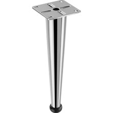 Badem10 Omaks (1 Adet) 20 cm Metal Krom Düz Mobilya Sehpa Kanepe Ayağı Montaj Vidaları Dahil Ayak