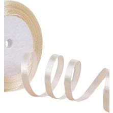 Ekru Saten Kurdele 1 cm 10 Metre Dekoratif Kullanım Için