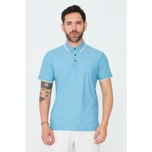 White Stone Mavi Düğmeli Polo Yaka Erkek Tişört
