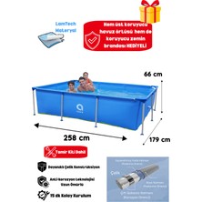 Kalitomi 258X179X66 cm Metal Gövde Bahçe Havuzu – Paslanmaz Çelik Konstrüksiyon Aile Havuzu + Örtü ve Zemin Brandası Hediyeli Tamir Kiti Dahil