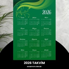 2026 A4 Yeşil Takvim - 300 gr Dijital Baskı