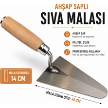 Badem10 Sıva Malası Ahşap Saplı 14 cm Profesyonel Duvar Alçı Sıva Uygulama Malası Dayanıklı Çelik Yüzey