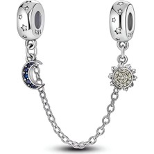 Fubena Güneş ve Ay Zincir Sallantılı 925 Ayar Gümüş Charm