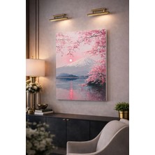 Sakura Çiçekli Fuji Dağı Kanvas Tablo – Pembe Manzara Duvar Dekoru –