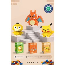 Arvela Bricks Pokémon 3'lü Yapım Seti Pikachu, Charizard ve Psyduck Eğitici Blok Oyuncak